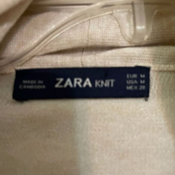 ZARA knit beige open front belted cardigan, size medium - Picture 6 of 16